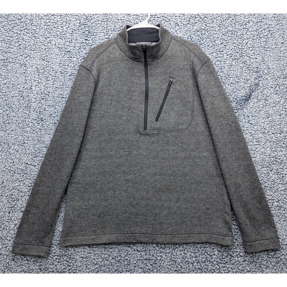 Toad & Co Wool Blend 1/4 Zip Sweater Mens LG Outdoor Hiking Fall Casual Gray